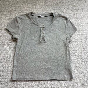 Reformation gray cropped Henley t shirt